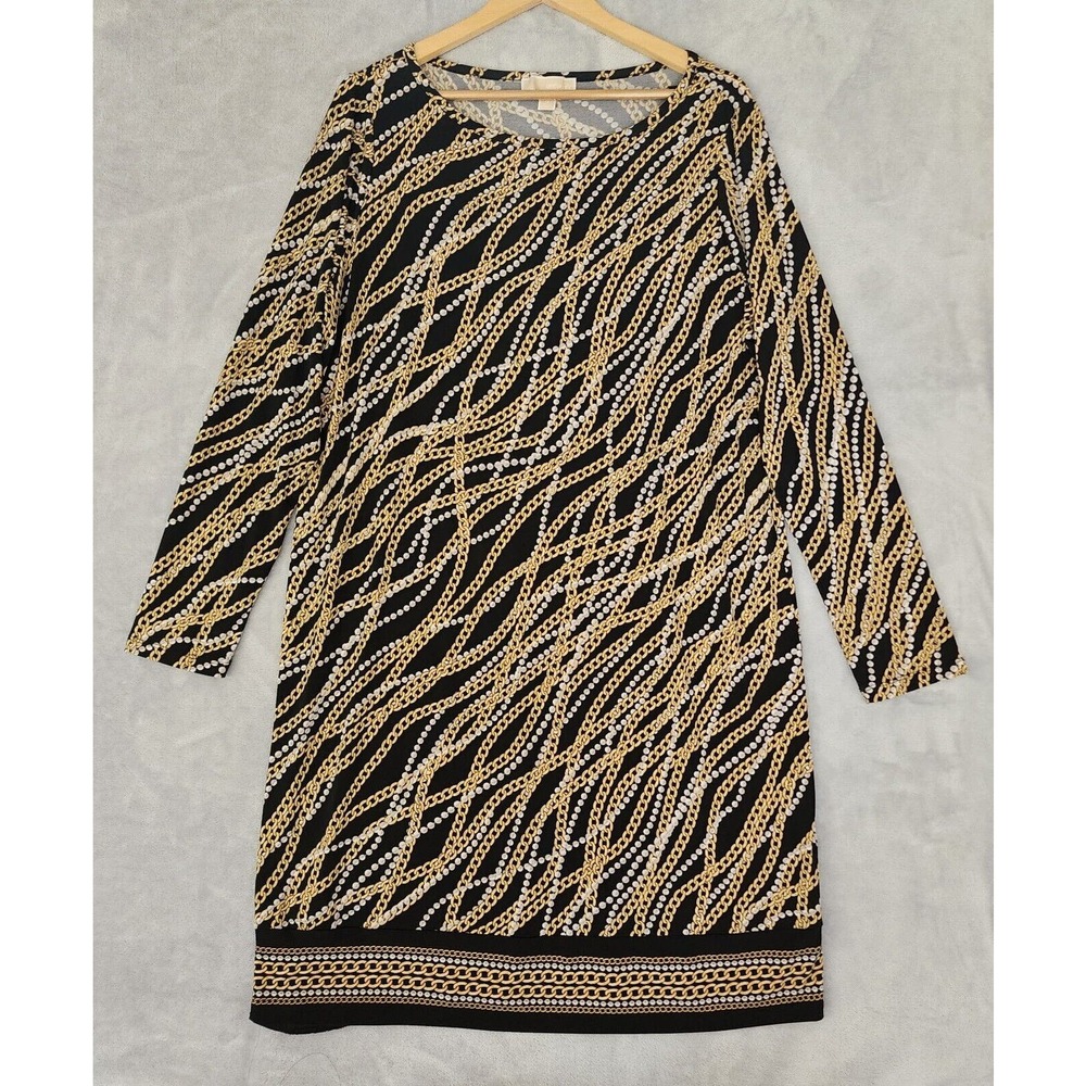 Michael Kors Black and Gold Midi Dress